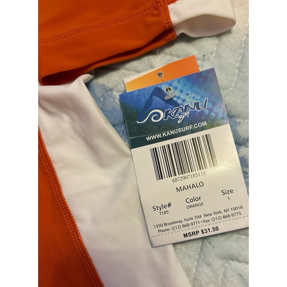 NEW Kanu Surf Men's Orange Short Sleeve Rash Guard Sun Protection, UPF 50+, L - Picture 3 of 5